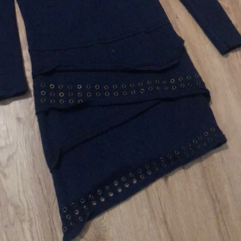 Blue sweater dress with detail long sleeve